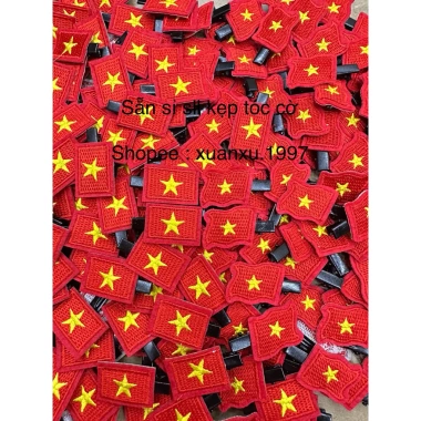 Kẹp tóc lá cờ Việt Nam 50 chiếc - Giá sỉ 129k (giảm từ 161k) - Cờ đỏ sao vàng