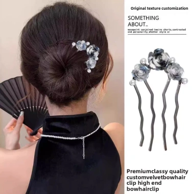 Kẹp tóc lược 4 răng hạt hoa hồng - Thiết kế đặc biệt cho mặt sau đầu, giảm giá 20% chỉ 40.678đ