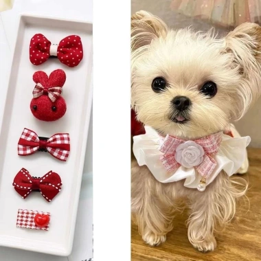 Kẹp tóc mèo mềm không giật lông 5 cái - BB hoạt hình cho Maltese & Yorkshire