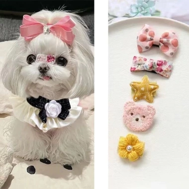 Kẹp tóc mèo mềm không giật lông 5 cái - BB hoạt hình cho Maltese & Yorkshire