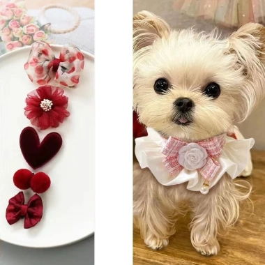 Kẹp tóc mèo mềm không giật lông 5 cái - BB hoạt hình cho Maltese & Yorkshire