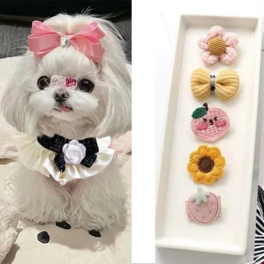 Kẹp tóc mèo mềm không giật lông 5 cái - BB hoạt hình cho Maltese & Yorkshire