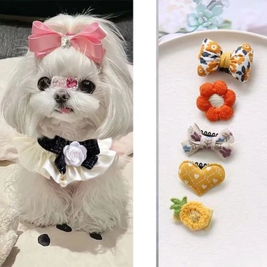 Kẹp tóc mèo mềm không giật lông 5 cái - BB hoạt hình cho Maltese & Yorkshire