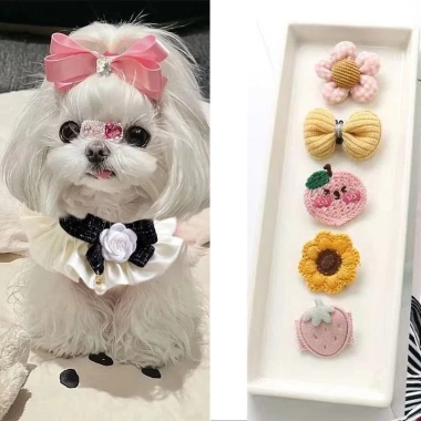 Kẹp tóc mèo mềm không giật lông 5 cái - BB hoạt hình cho Maltese & Yorkshire