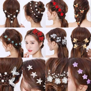 Kẹp tóc ngọc trai 5 chiếc, mũ U cô dâu kim loại pha lê - Thanh lịch, giá 45.360₫ 5