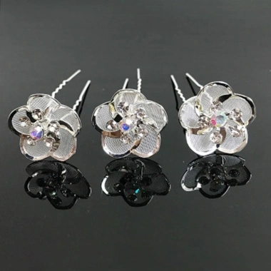 Kẹp tóc ngọc trai 5 chiếc, mũ U cô dâu kim loại pha lê - Thanh lịch, giá 45.360₫ 6