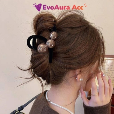 Kẹp tóc ngọc trai nhung 8-13cm mẫu cá mập lớn sang trọng giảm giá 22%
