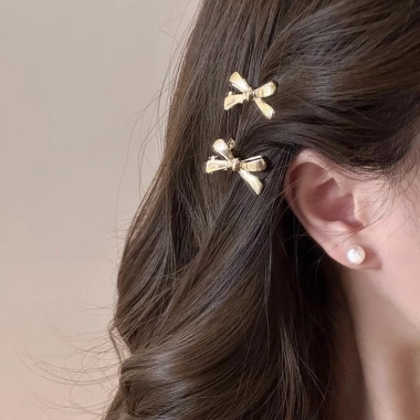 Kẹp Tóc Nơ Bạc Y2K - Phụ Kiện Nữ Cá Tính, Thời Trang, Giá 18.750₫