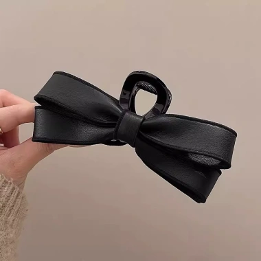 Kẹp tóc nơ da phong cách Hàn size 13cm - Giá ưu đãi 135k, thiết kế sang trọng 2