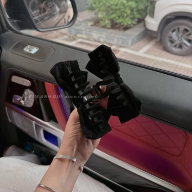 Kẹp Tóc Nơ Nhung Tiểu Thư 12cm Bản To Xương - Chắc Đẹp Cho Tóc Dày Dài