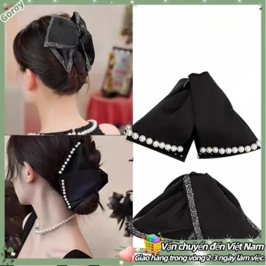Kẹp tóc nơ tam giác đen sang trọng - Đuôi ngựa nữ tiện lợi, giá chỉ 39.600₫
