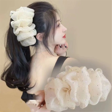 Kẹp tóc nơ voan to phong cách Tiểu Thư, đám mây bong bóng, siêu xinh giá 17k