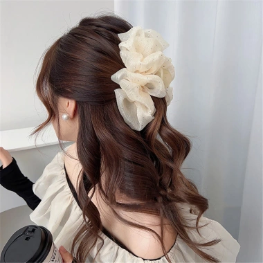 Kẹp tóc nơ voan to phong cách Tiểu Thư, đám mây bong bóng, siêu xinh giá 17k