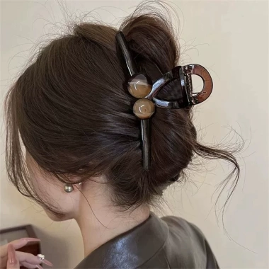 Kẹp tóc nữ cỡ đại 15cm màu nâu-đen, cá mập chắc chắn, tóc dày gọn gàng, kẹp sau gáy