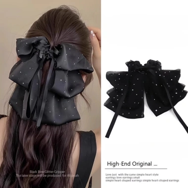 Kẹp tóc nữ Hàn Quốc cao cấp màu đen nơ sang trọng, giảm giá chỉ 31.000 9
