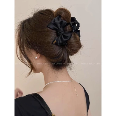 Kẹp tóc nữ ngoạm nhựa K150 đính nơ vải tiểu thư – Giá chỉ 35.000đ
