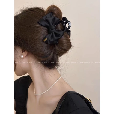 Kẹp tóc nữ ngoạm nhựa K150 đính nơ vải tiểu thư – Giá chỉ 35.000đ