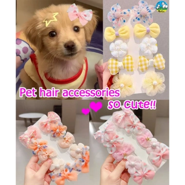 Kẹp tóc thú cưng không rụng lông cho Yorkie - 10 mẫu hoa & trơn, chăm sóc lông