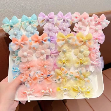 Kẹp tóc thú cưng không rụng lông cho Yorkie - 10 mẫu hoa & trơn, chăm sóc lông