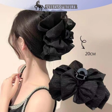 Kẹp tóc Tuyn Nơ Đám Mây Lớn Retro - Lưới Sợi Bím Vuốt, Phụ Kiện Nữ Thanh Lịch