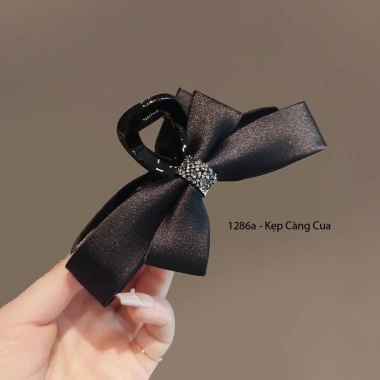 Kẹp tóc vải nơ Hàn Quốc - Cặp tóc càng cua, mái nơ vòng đá, giảm giá tới 19%