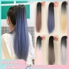 Kẹp Tóc Y2K Gradient Nổi Bật Cao Đuôi Ngựa - Lông Tơ Dài Tự Nhiên, Thẳng và Xoăn, Giả Hottie Cho Nữ - Giá 65.883 VND
