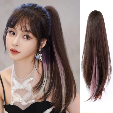 Kẹp Tóc Y2K Gradient Nổi Bật Cao Đuôi Ngựa - Lông Tơ Dài Tự Nhiên, Thẳng và Xoăn, Giả Hottie Cho Nữ - Giá 65.883 VND 2