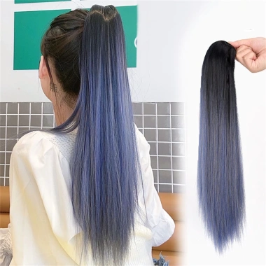 Kẹp Tóc Y2K Gradient Nổi Bật Cao Đuôi Ngựa - Lông Tơ Dài Tự Nhiên, Thẳng và Xoăn, Giả Hottie Cho Nữ - Giá 65.883 VND 5