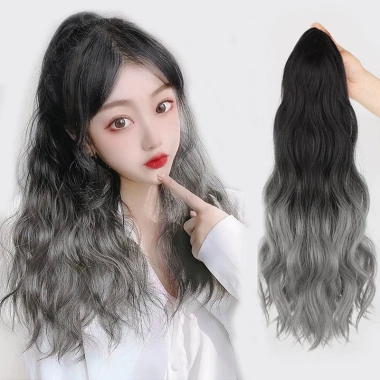 Kẹp Tóc Y2K Gradient Nổi Bật Cao Đuôi Ngựa - Lông Tơ Dài Tự Nhiên, Thẳng và Xoăn, Giả Hottie Cho Nữ - Giá 65.883 VND 6