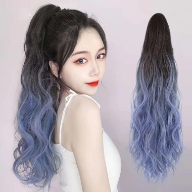 Kẹp Tóc Y2K Gradient Nổi Bật Cao Đuôi Ngựa - Lông Tơ Dài Tự Nhiên, Thẳng và Xoăn, Giả Hottie Cho Nữ - Giá 65.883 VND 7