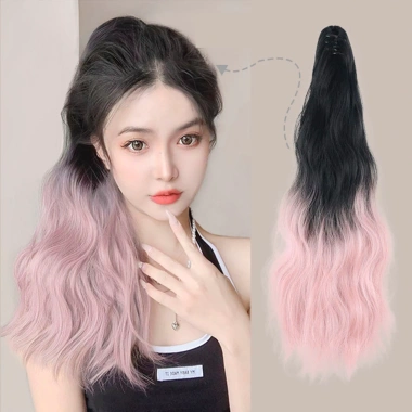 Kẹp Tóc Y2K Gradient Nổi Bật Cao Đuôi Ngựa - Lông Tơ Dài Tự Nhiên, Thẳng và Xoăn, Giả Hottie Cho Nữ - Giá 65.883 VND 8