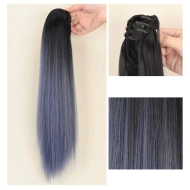 Kẹp Tóc Y2K Gradient Nổi Bật Cao Đuôi Ngựa - Lông Tơ Dài Tự Nhiên, Thẳng và Xoăn, Giả Hottie Cho Nữ - Giá 65.883 VND 9