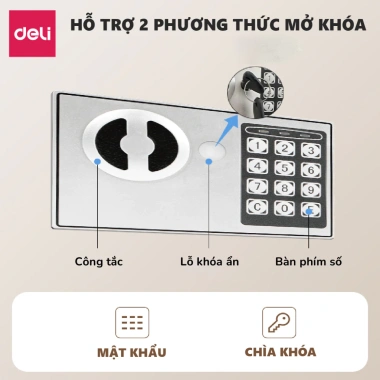 Két Sắt Mini DELI Khóa Điện Tử Chống Cháy - 2 Cách Mở, Bảo Mật Cao, Giá 689.000₫ 5 Két Sắt Mini DELI Khóa Điện Tử Chống Cháy - 2 Cách Mở, Bảo Mật Cao, Giá 689.000₫ 5