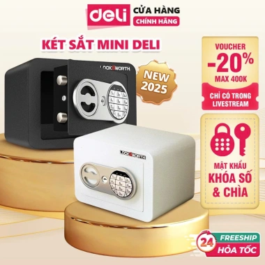 Két Sắt Mini Deli - Khóa Số Điện Tử Thông Minh, Nhỏ Gọn, Chống Gỉ, Tặng Pin, Giá 799.000 VNĐ Két Sắt Mini Deli - Khóa Số Điện Tử Thông Minh, Nhỏ Gọn, Chống Gỉ, Tặng Pin, Giá 799.000 VNĐ