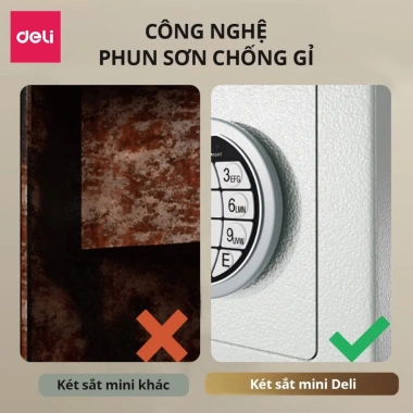 Két Sắt Mini Deli - Khóa Số Điện Tử Thông Minh, Nhỏ Gọn, Chống Gỉ, Tặng Pin, Giá 799.000 VNĐ 8 Két Sắt Mini Deli - Khóa Số Điện Tử Thông Minh, Nhỏ Gọn, Chống Gỉ, Tặng Pin, Giá 799.000 VNĐ 8