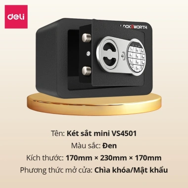 Két Sắt Mini Deli - Khóa Số Điện Tử Thông Minh, Nhỏ Gọn, Chống Gỉ, Tặng Pin, Giá 799.000 VNĐ 10 Két Sắt Mini Deli - Khóa Số Điện Tử Thông Minh, Nhỏ Gọn, Chống Gỉ, Tặng Pin, Giá 799.000 VNĐ 10