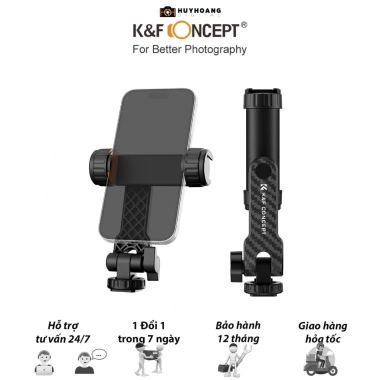 K&F CONCEPT KF31.084 – Kẹp điện thoại gắn tripod, thanh trượt DSLR, chỉ 159.000₫