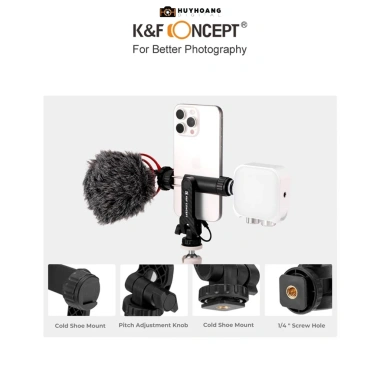 K&F CONCEPT KF31.084 – Kẹp điện thoại gắn tripod, thanh trượt DSLR, chỉ 159.000₫