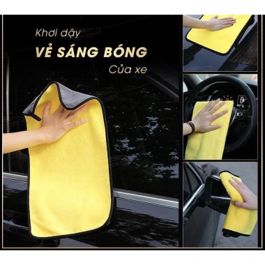 Khăn 2 mặt Microfiber 30x60 lau rửa ô tô, xe máy Thấm hút nước tốt giá 42.000đ