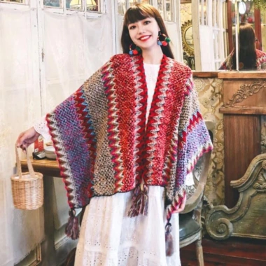 Khăn áo choàng len móc dày ấm Boho thổ cẩm nữ thu đông 110x140cm - Giá giảm 515k 6 Khăn áo choàng len móc dày ấm Boho thổ cẩm nữ thu đông 110x140cm - Giá giảm 515k 6