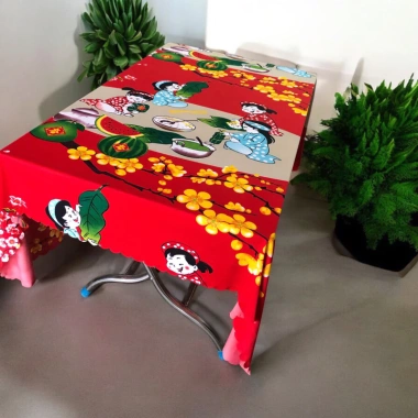 Khăn bàn Tết thun 3D đa kích thước, giảm còn 75.000đ, mềm mịn, trang trí đẹp