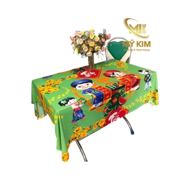Khăn bàn Tết thun 3D đa kích thước, giảm còn 75.000đ, mềm mịn, trang trí đẹp