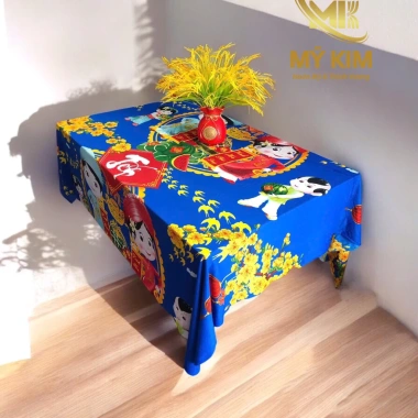 Khăn bàn Tết thun 3D đa kích thước, giảm còn 75.000đ, mềm mịn, trang trí đẹp