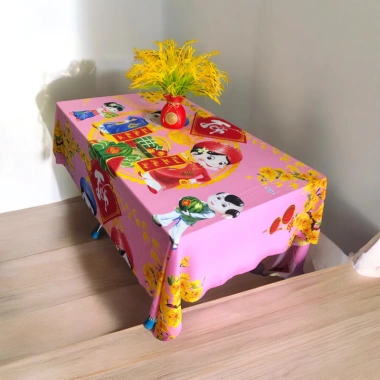 Khăn bàn Tết thun 3D đa kích thước, giảm còn 75.000đ, mềm mịn, trang trí đẹp