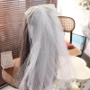 Khăn Che Mặt Cô Dâu SEIZ6O Vải Tuyền Trắng Nhiều Lớp Ren, Nơ Ngọc Trai Ngắn Veil 9