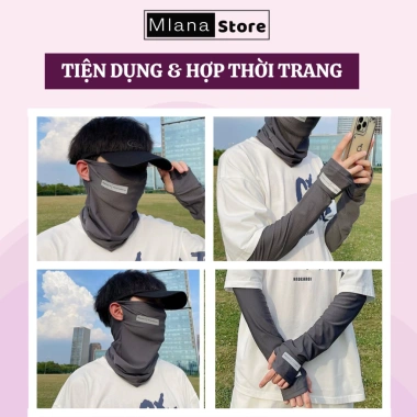 Khăn che mặt kèm găng tay MLANA cao cấp chống UV, co giãn đàn hồi, siêu mát
