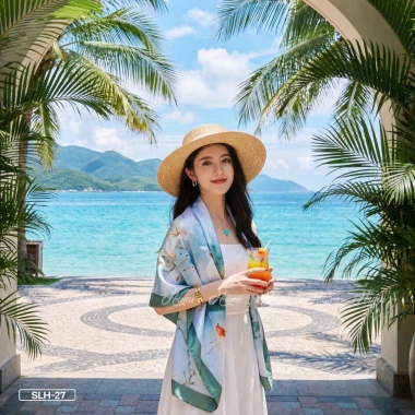 Khăn choàng biển HUMI Satin cao cấp, mát mịn không bai xù, size lớn, giảm giá 279k