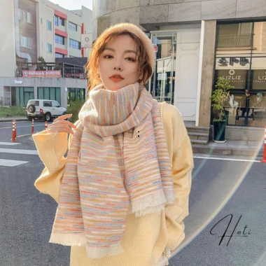 Khăn choàng cổ Cashmere unisex dày dặn, họa tiết trơn phối màu loang, giữ ấm mùa đông - giảm còn 537.500₫ 3
