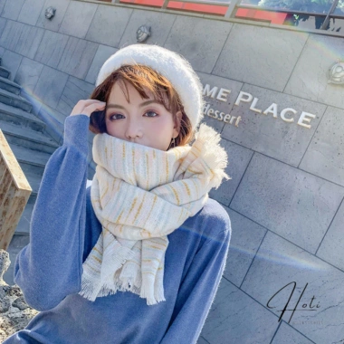 Khăn choàng cổ Cashmere unisex dày dặn, họa tiết trơn phối màu loang, giữ ấm mùa đông - giảm còn 537.500₫ 4