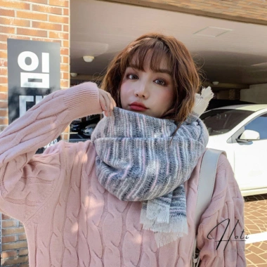 Khăn choàng cổ Cashmere unisex dày dặn, họa tiết trơn phối màu loang, giữ ấm mùa đông - giảm còn 537.500₫ 9